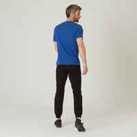 T-Shirt Fitness Baumwolle dehnbar 500 Herren blau Print 