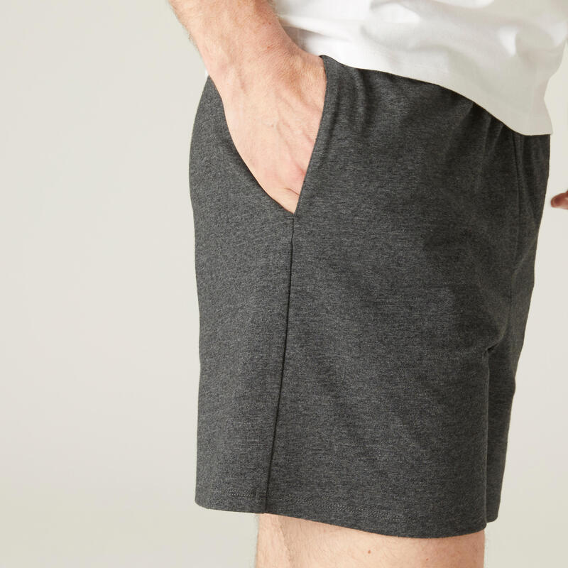 Pantalon scurt 100 fitness bumbac gri închis bărbați  