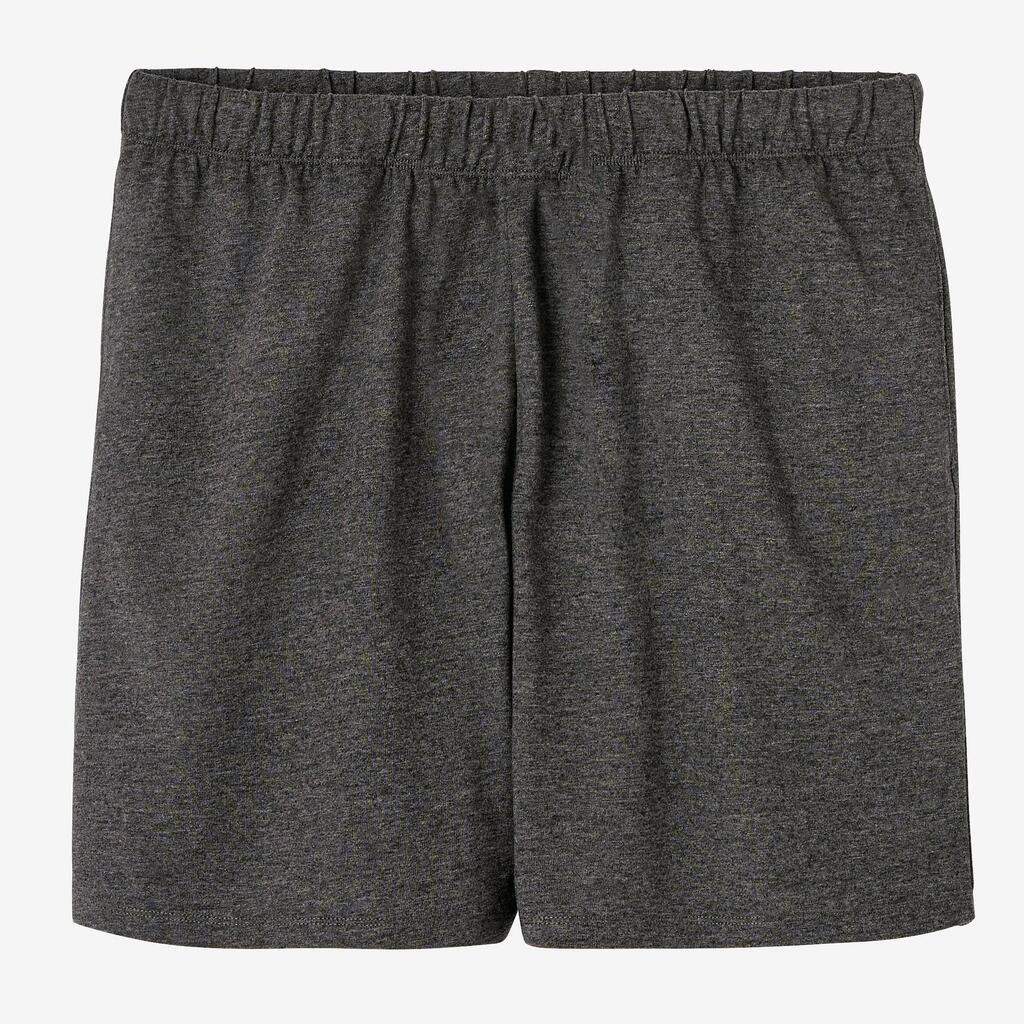 Men's Short Straight-Cut Cotton Fitness Shorts 100 With Pocket - Grey