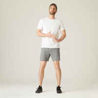 Shorts kurz gerade 100 Fitness Baumwolle mit Tasche Herren grau 