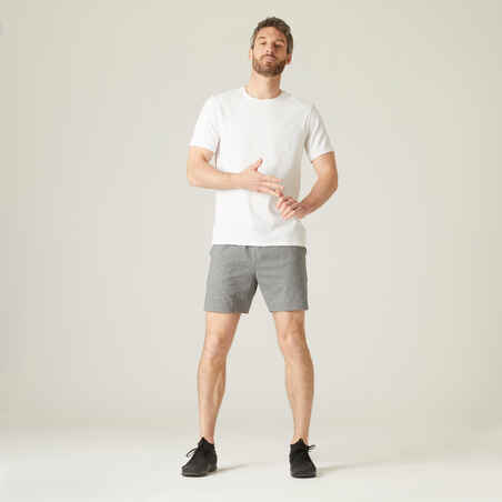 Shorts kurz gerade 100 Fitness Baumwolle mit Tasche Herren grau 