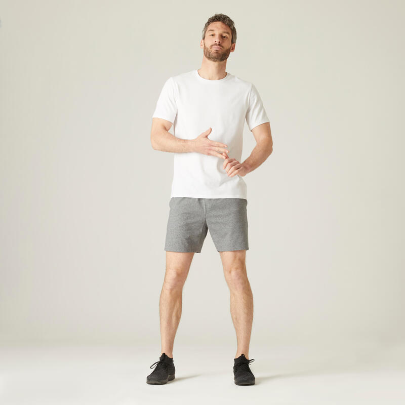 Korte fitness short voor heren 100 grijs