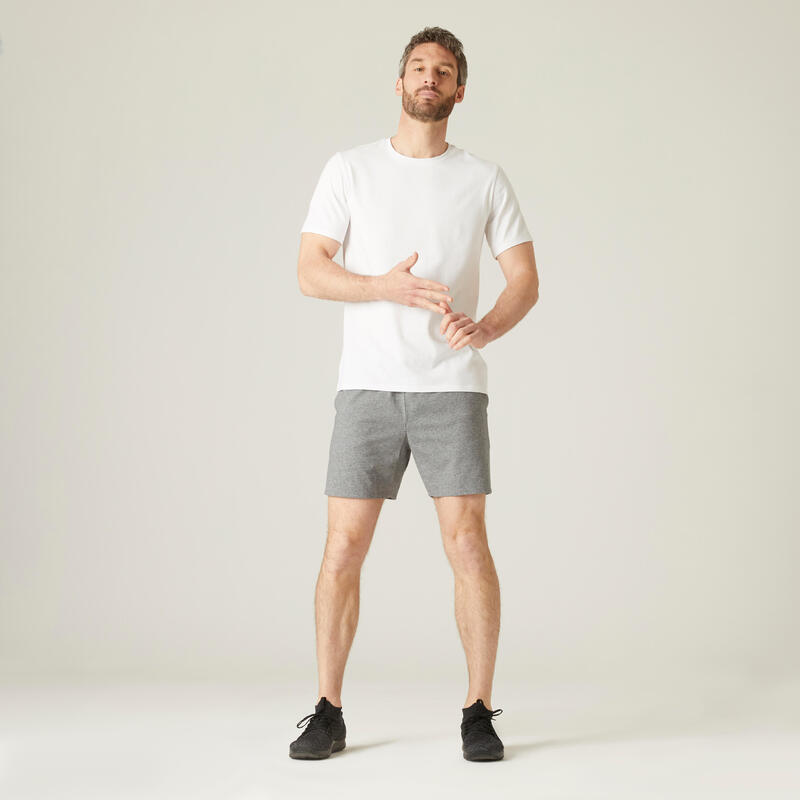 Pantaloncini uomo fitness 100 misto cotone grigi