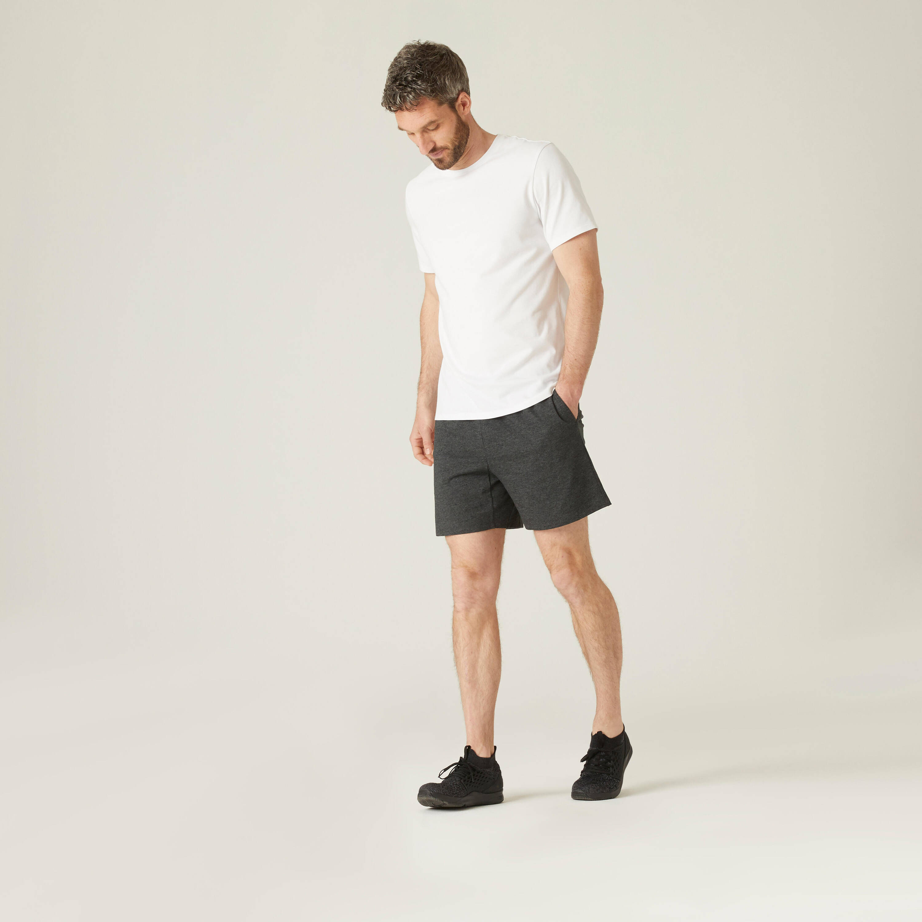 Mens Cotton Regular Fit Gym Shorts 100  - Dark Grey -  3