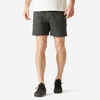 Men's Short Straight-Leg Cotton Fitness Shorts 100 With Pocket - Dark Grey
