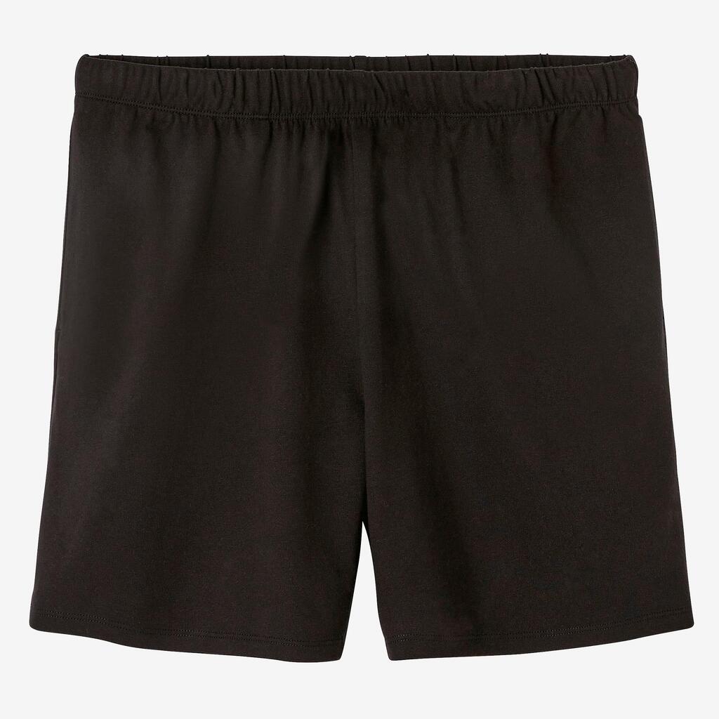 Men's Short Straight-Cut Cotton Fitness Shorts 100 With Pocket - Grey