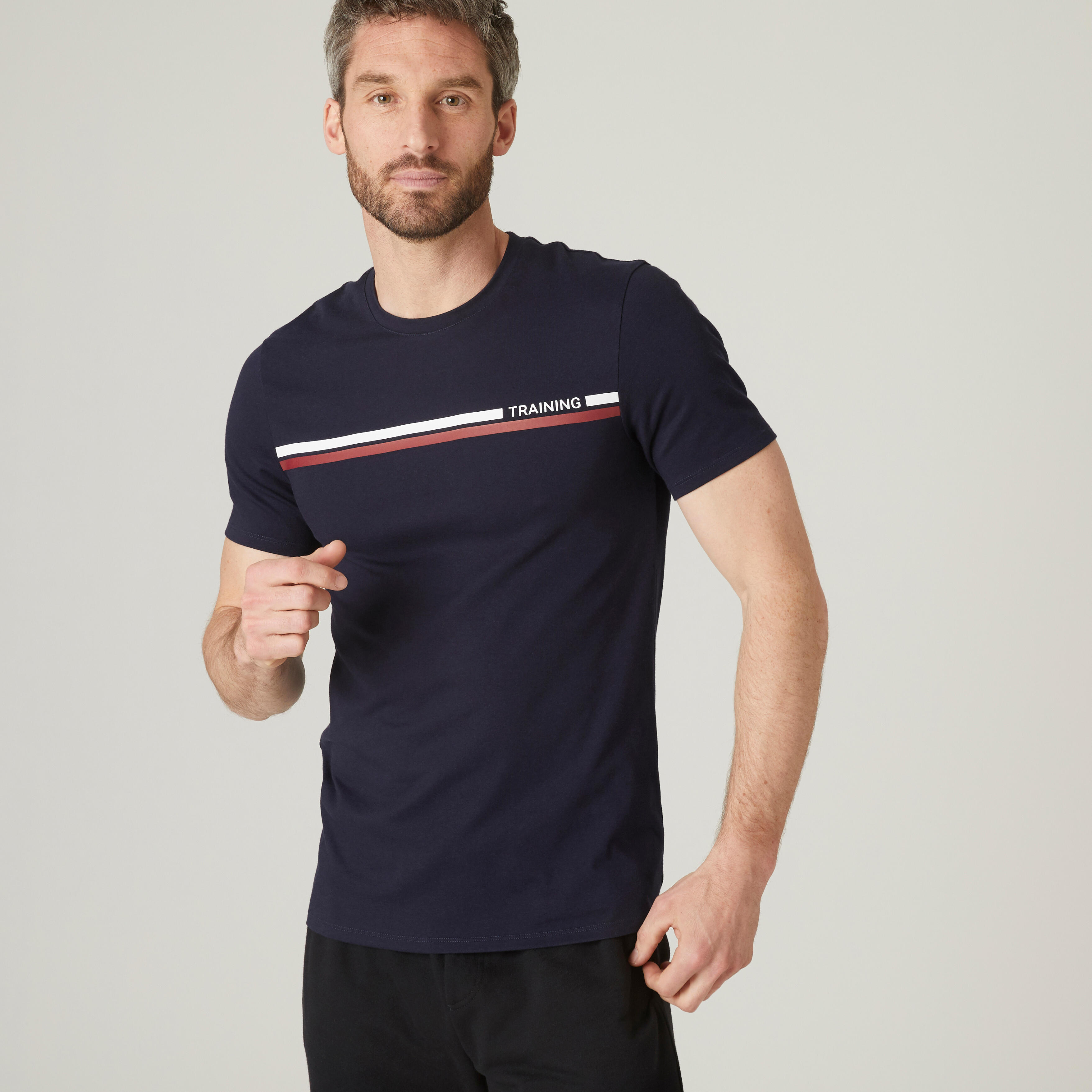 Tricou fitness slim Bărbați bumbac extensibil 500 bleumarin La Oferta Online decathlon imagine La Oferta Online