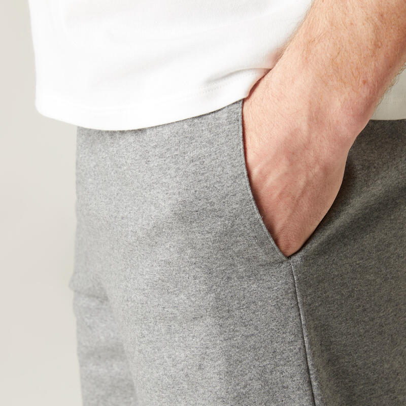 Pantaloncini uomo fitness 100 misto cotone grigi