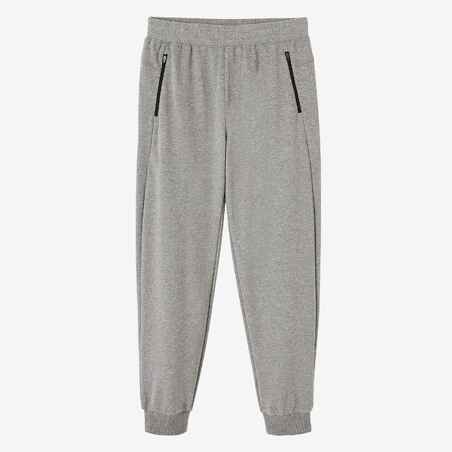 Men's Fitness Majority Cotton Straight-Cut Jogging Bottoms 500 - Grey