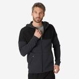 Mens Cotton Blend Fleece Gym Hoodie Zip Jacket 540 Colourblocked - Grey/Black