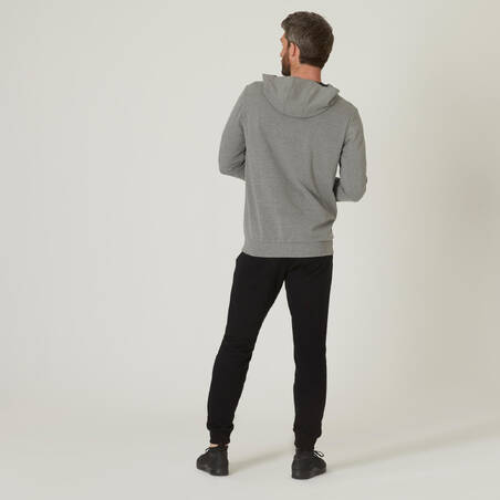 Men's Fitness Zip-Up Hoodie 100 - Shale Grey
