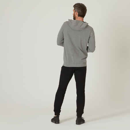 Men's Fitness Zip-Up Hoodie 100 - Shale Grey