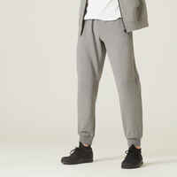 Men's Fitness Majority Cotton Straight-Cut Jogging Bottoms 500 - Grey