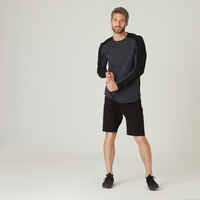 Men's Long-Sleeved Fitted-Cut Crew Neck Cotton Fitness T-Shirt 520 - Carbon Grey