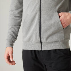 Men's Fitness Zip-Up Hoodie 100 - Shale Grey