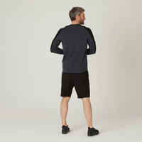 Men's Long-Sleeved Fitted-Cut Crew Neck Cotton Fitness T-Shirt 520 - Carbon Grey