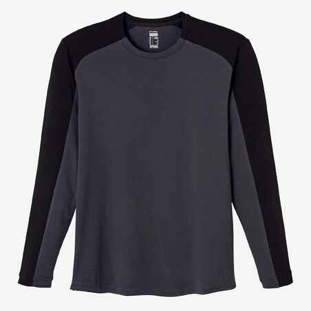 Men's Long-Sleeved Fitted-Cut Crew Neck Cotton Fitness T-Shirt 520 - Carbon Grey