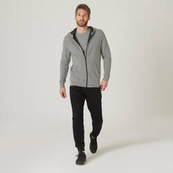 Men's Fitness Zip-Up Hoodie 100 - Shale Grey