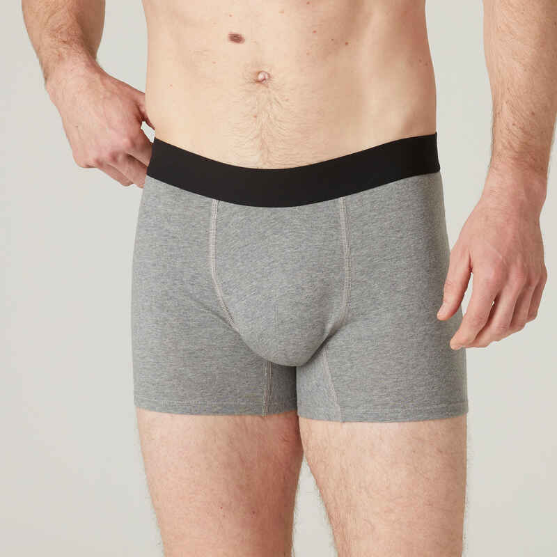 Boxershorts Fitness Baumwolle dehnbar Herren grau meliert Boxershorts Fitness Baumwolle dehnbar Herren grau meliert