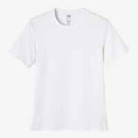 Men's Short-Sleeved Straight-Cut Crew Neck Cotton Fitness T-Shirt 500 - Glacier White