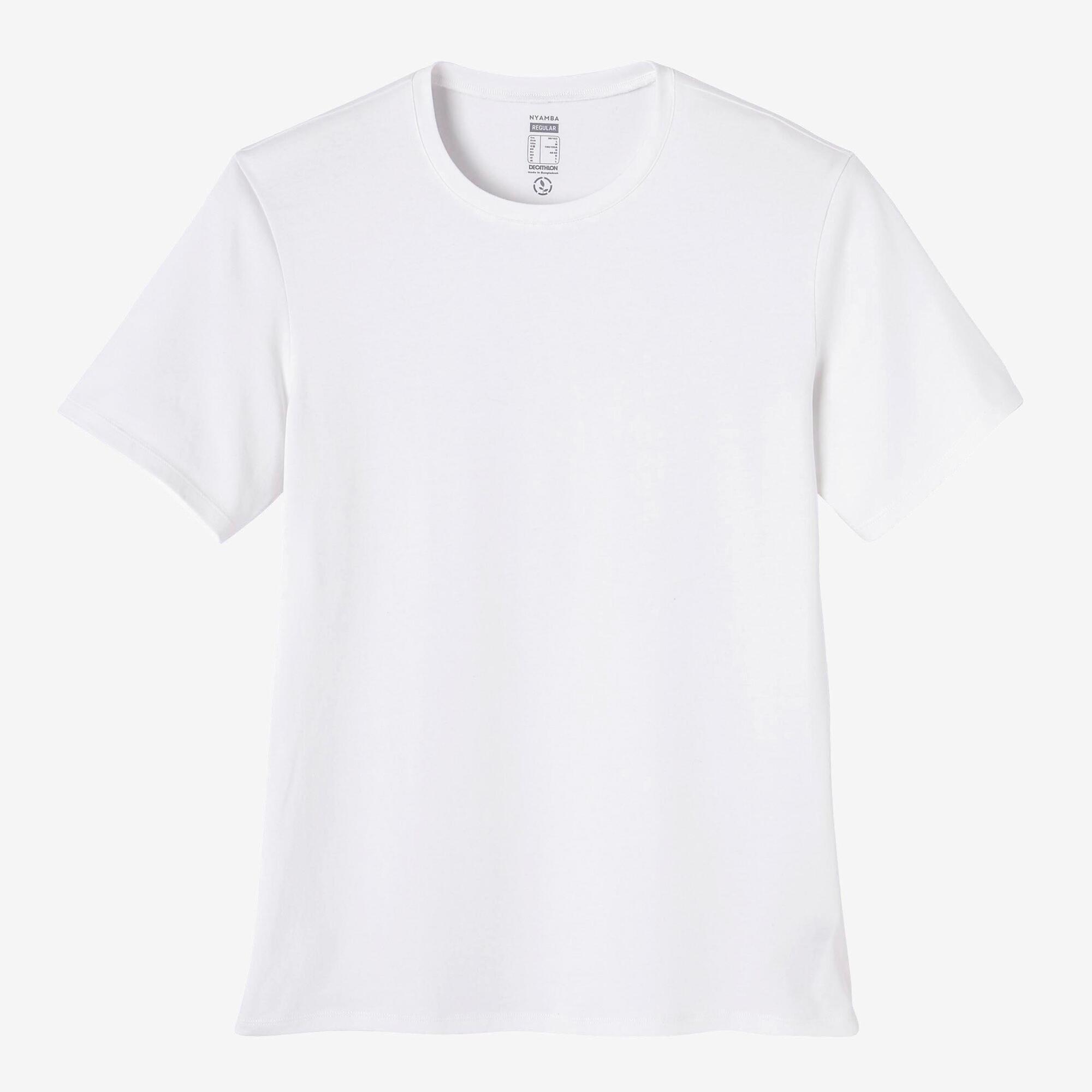 T-shirt fitness da uomo a maniche corte in cotone elasticizzato con scollo rotondo, bianco ghiacciaio