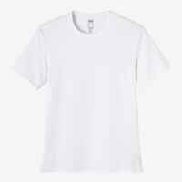 Men's Short-Sleeved Straight-Cut Crew Neck Cotton Fitness T-Shirt 500 - White