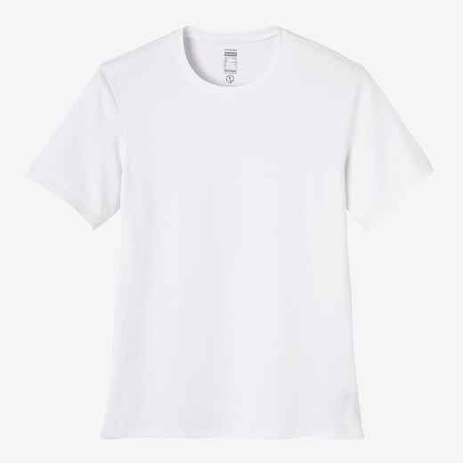 
      T-shirt fitness manches courtes coton extensible col rond homme blanc glacier
  