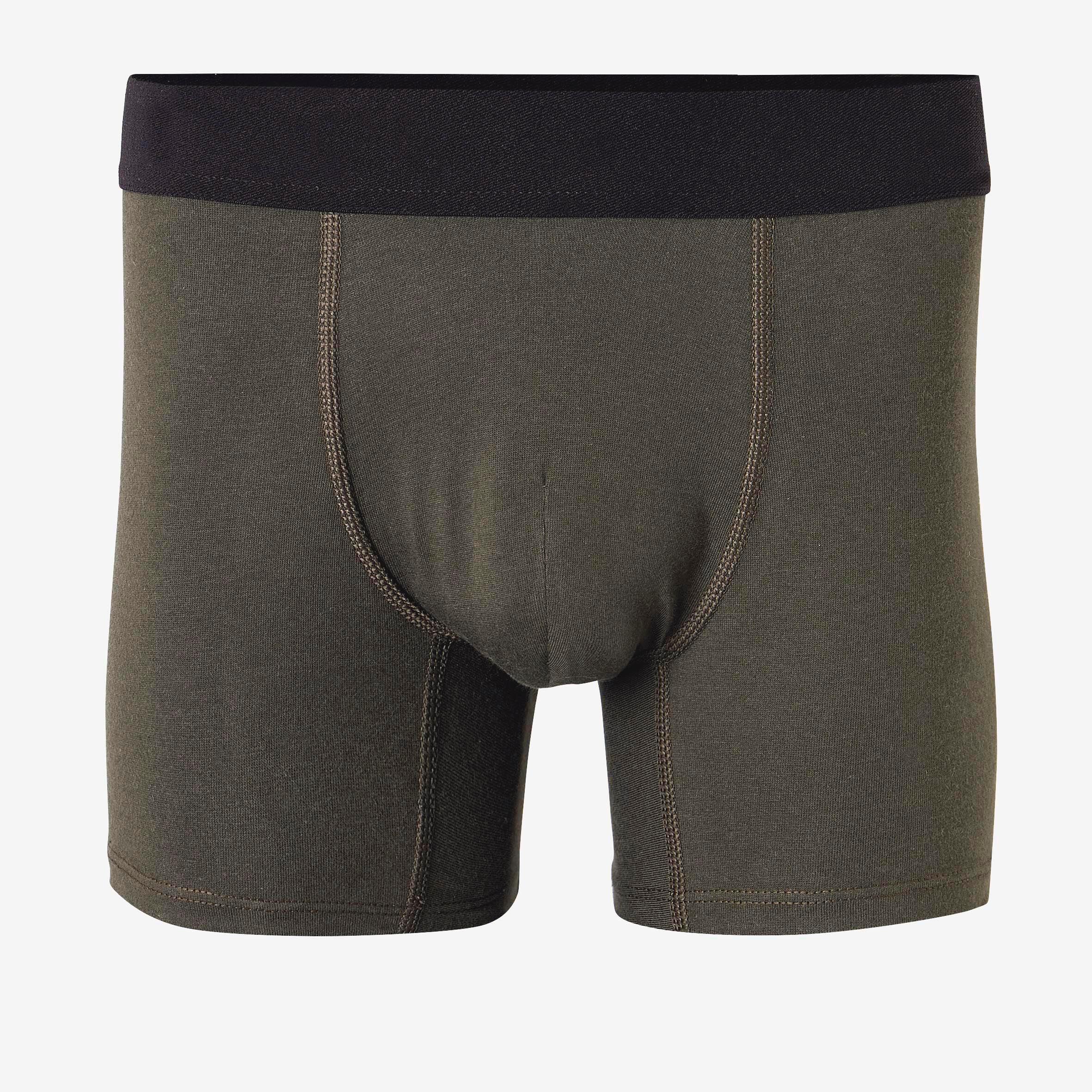 Men's Slim-Fit Cotton-Rich Fitness Boxer Shorts 500 - Dark Green 5/5