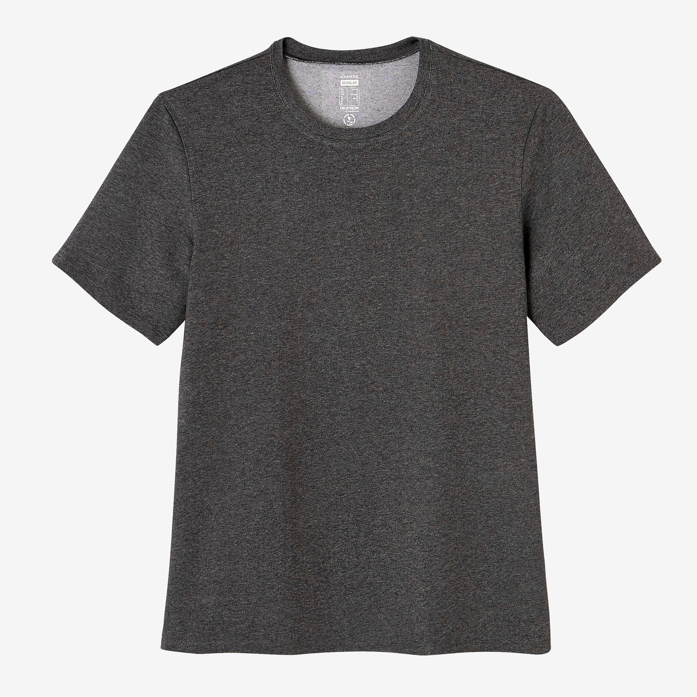 Men's Short-Sleeved Straight-Cut Crew Neck Cotton Fitness T-Shirt 500 - Grey 6/21