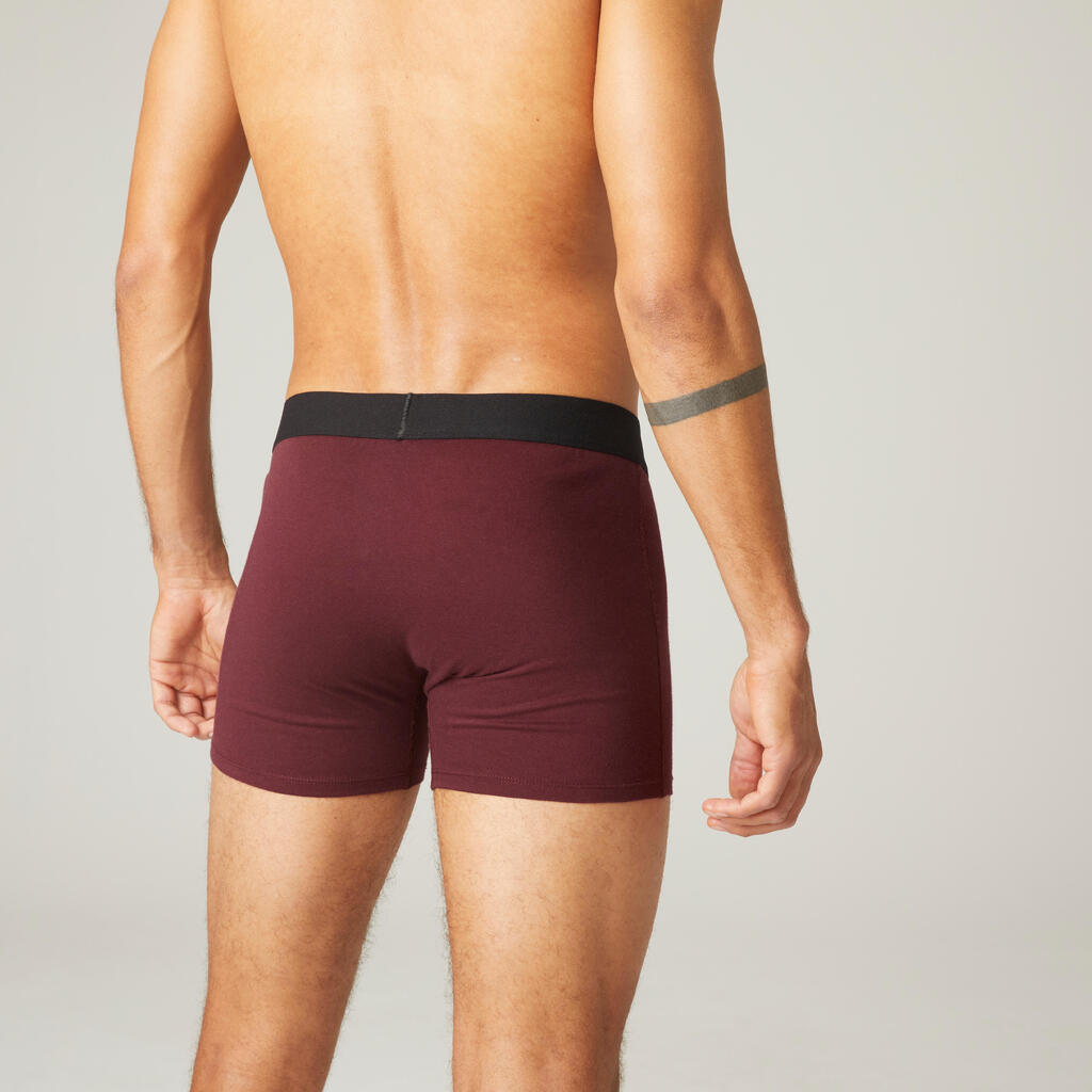 Fitness Stretch Cotton Boxer Shorts - Burgundy