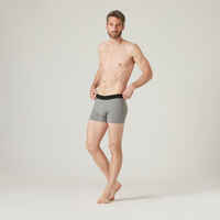 Men's Cotton-Rich Slim-Fit Fitness Boxer Shorts 500 - Mottled Grey