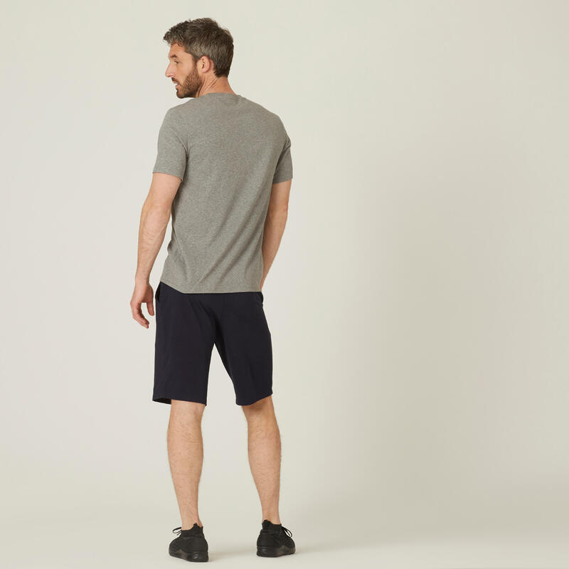 T-shirt fitness manches courtes coton extensible col rond homme gris clair