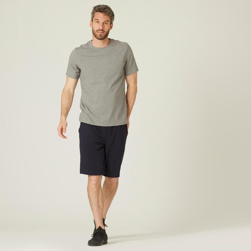 T-shirt fitness manches courtes coton extensible col rond homme gris clair