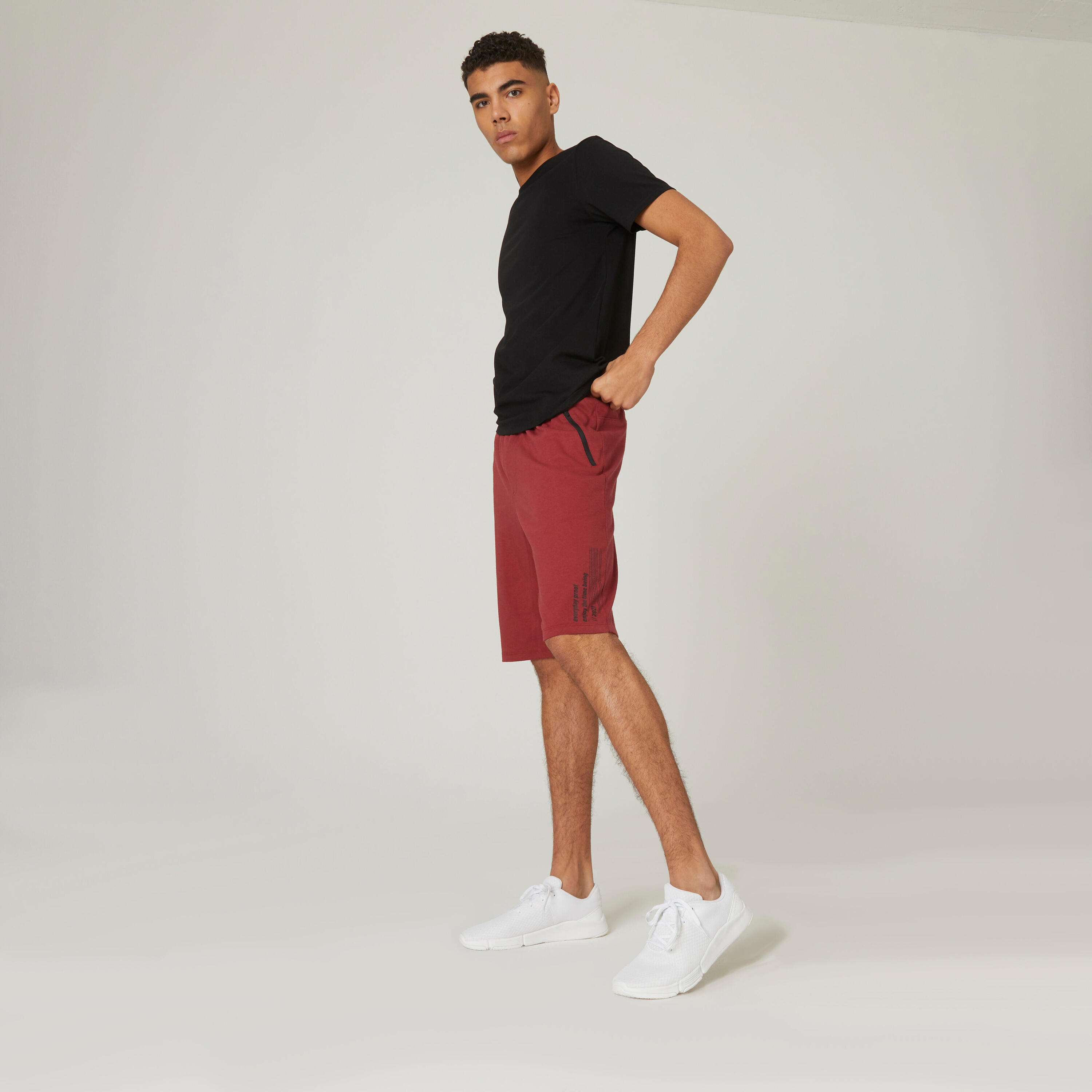Men's Cotton Blend Shorts - Red 3/8