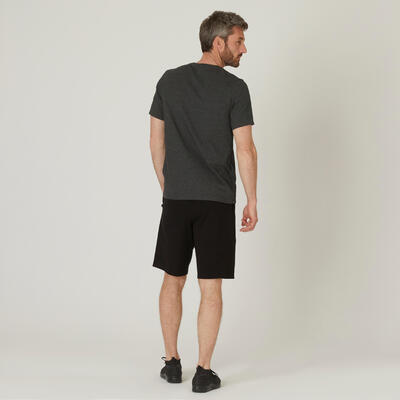 T-shirt uomo fitness 500 regular misto cotone nera