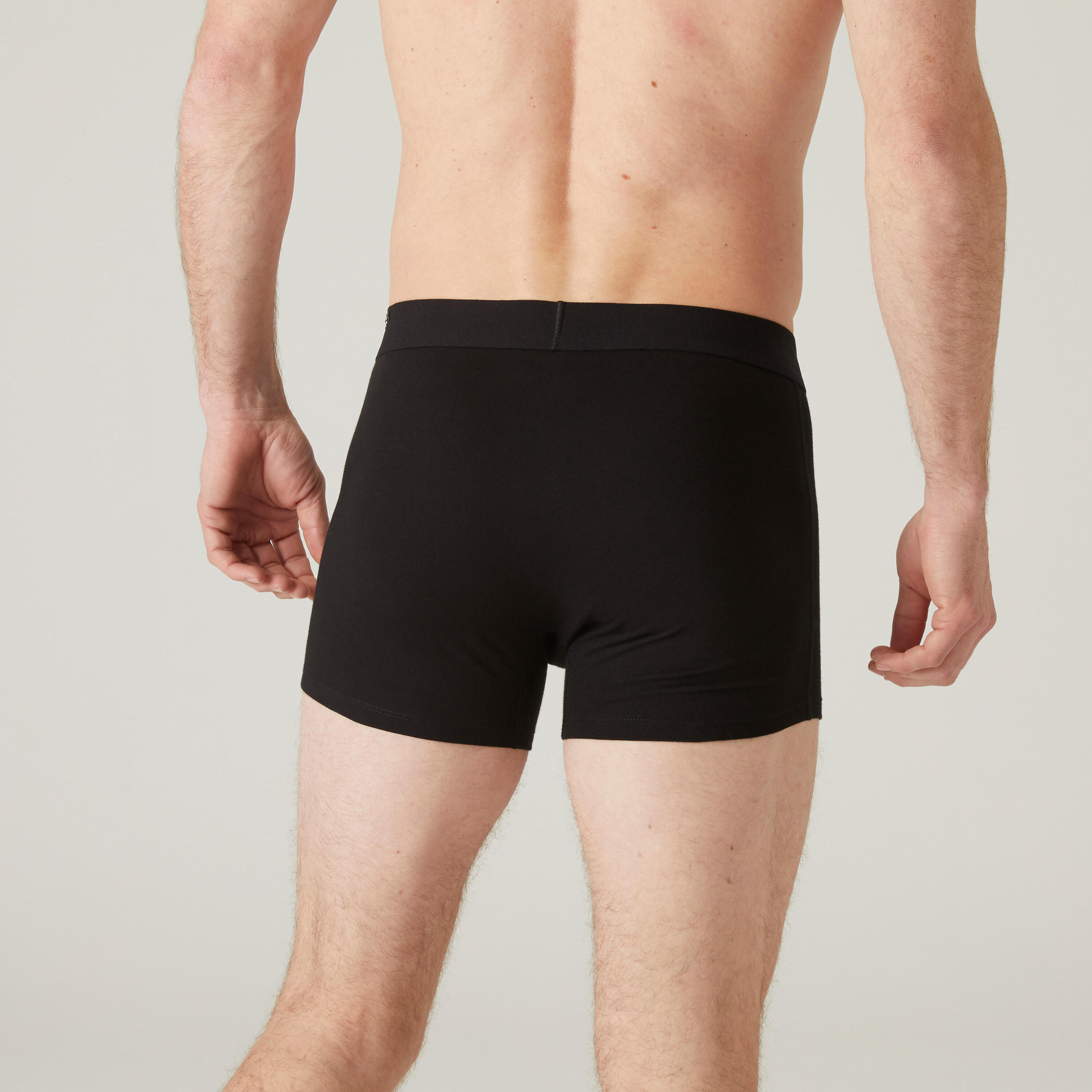 Men's Majority Cotton Slim-Fit Fitness Boxer Shorts 500 - Black 2/5