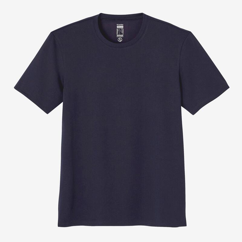 T-shirt uomo fitness 500 regular misto cotone blu