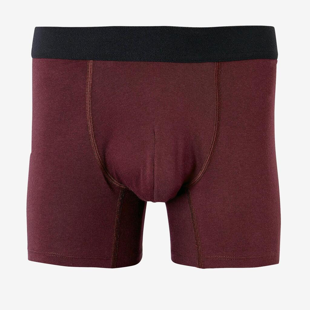 Fitness Stretch Cotton Boxer Shorts - Burgundy