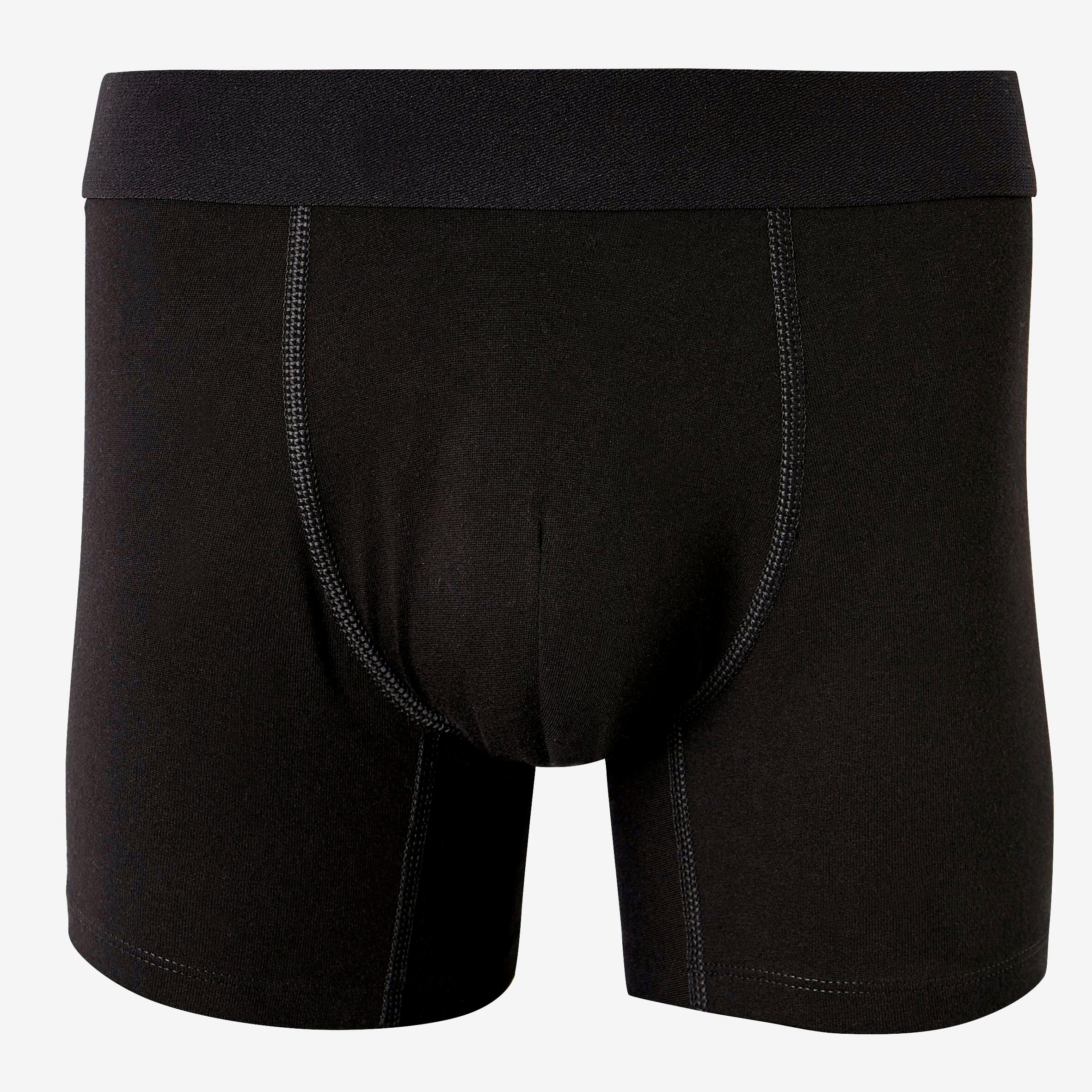 Men's Majority Cotton Slim-Fit Fitness Boxer Shorts 500 - Black 5/5