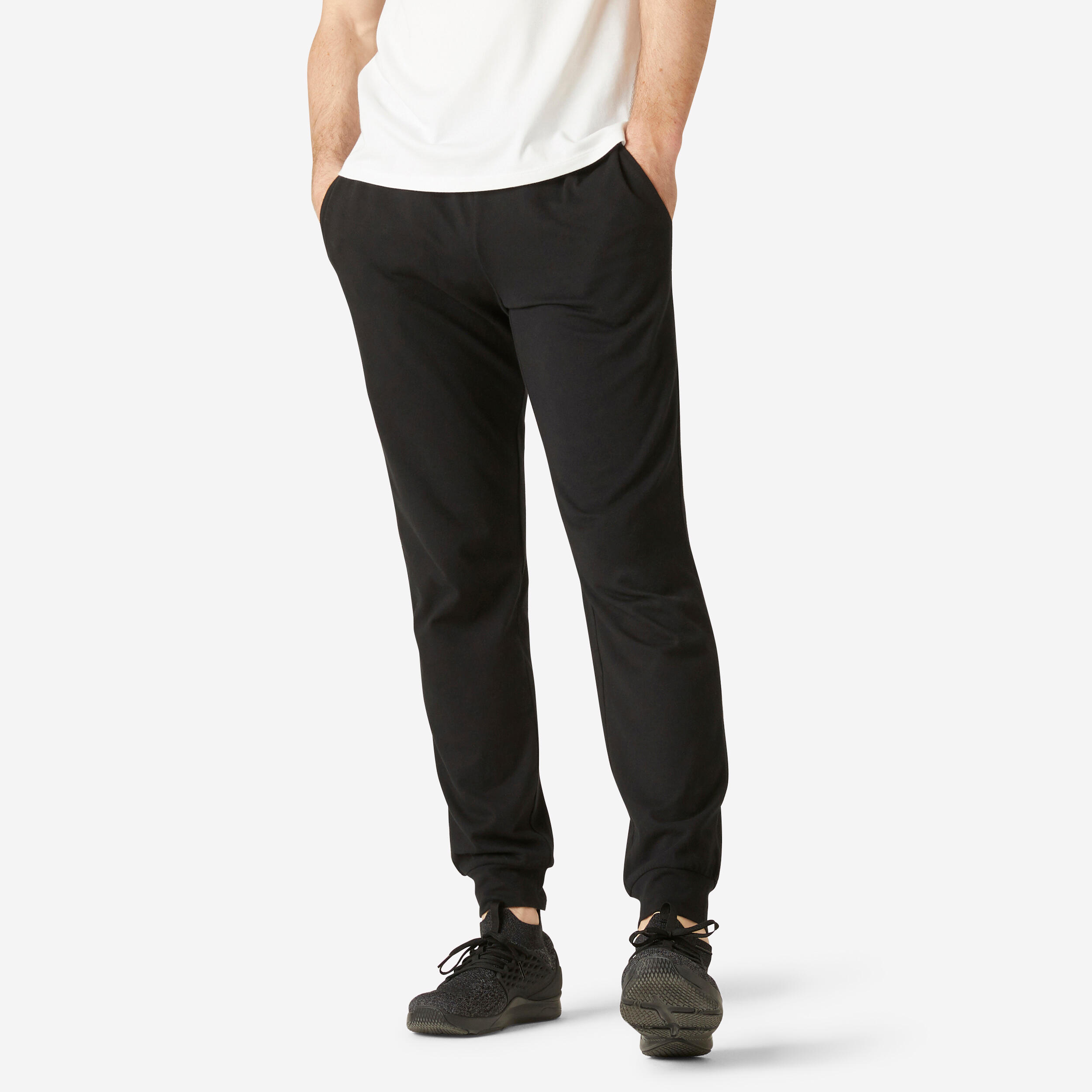 Men s Fitness Jogging Bottoms 120 Black Decathlon