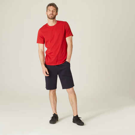 T-Shirt Fitness Baumwolle dehnbar Herren rot