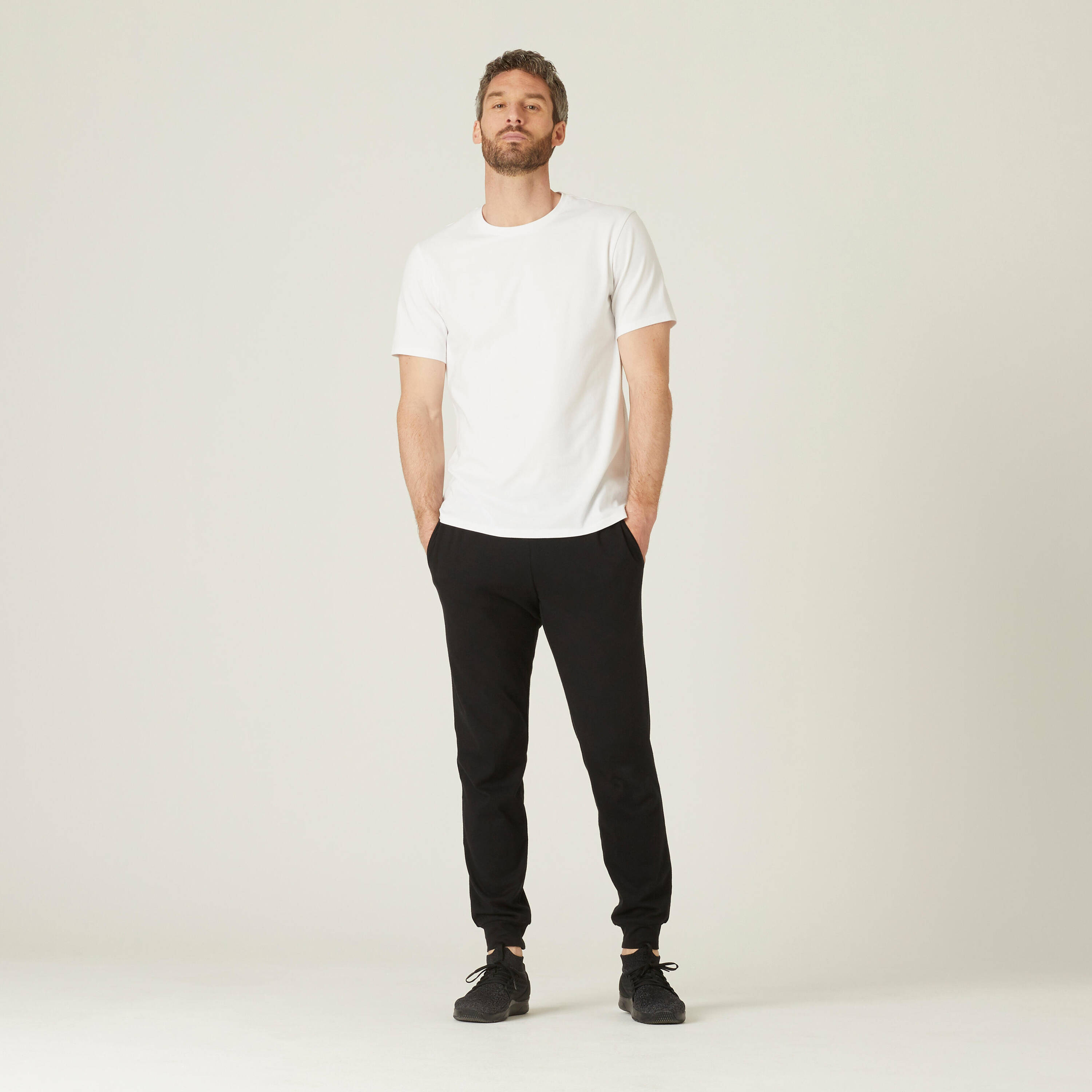 Men's Trackpant Jogger Regular Fit 100 For Gym-Black -  2