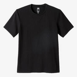 Men's Short-Sleeved Straight-Cut Crew Neck Cotton Fitness T-Shirt 500 - Black