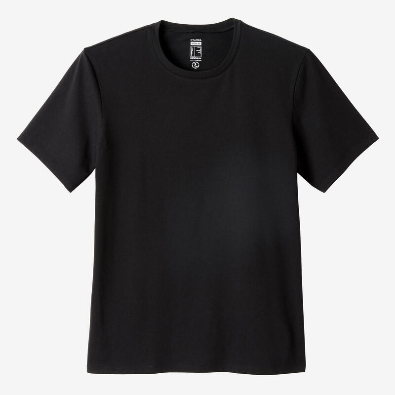 T-shirt uomo fitness 500 regular misto cotone nera
