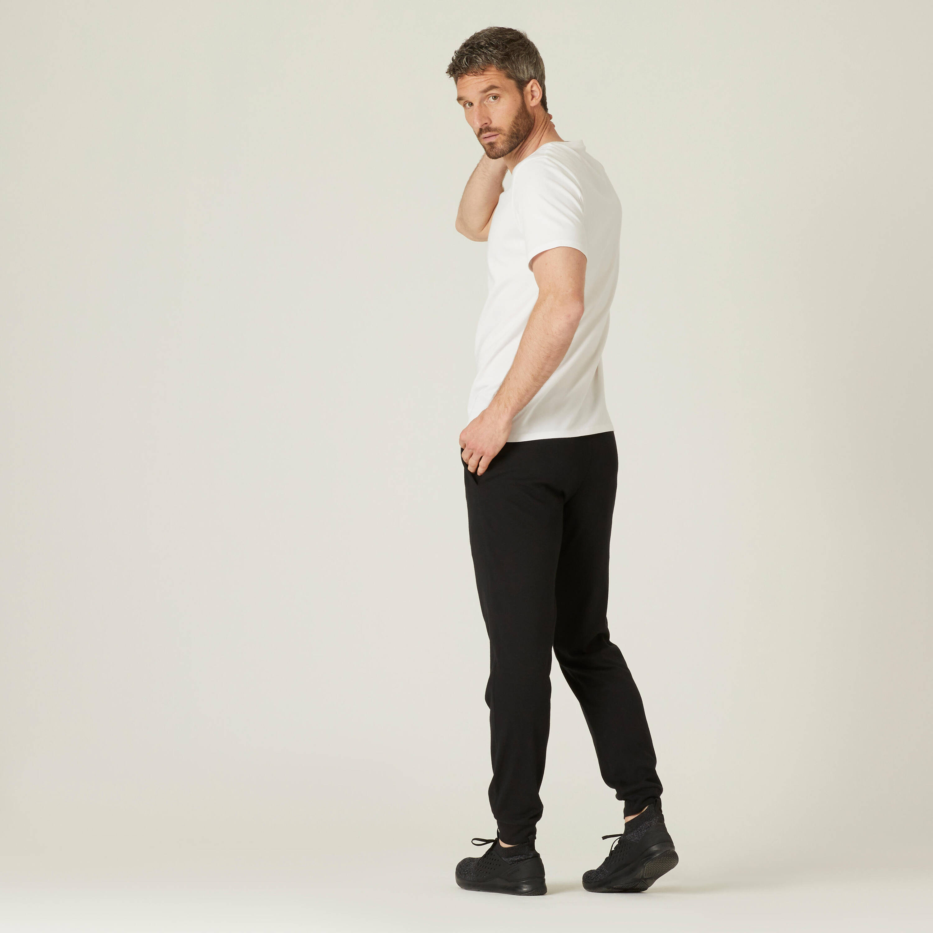 Men's Trackpant Jogger Regular Fit 100 For Gym-Black -  3