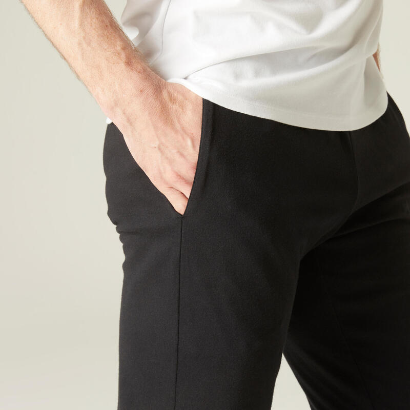 Pantalon jogging fitness homme coton majoritaire coupe droite - 120 Noir