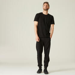 T-shirt fitness manches courtes droit col rond coton homme - 500 noir