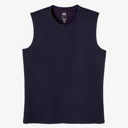 Men's Crew Neck Straight-Cut Cotton Fitness Tank Top 500 - Dark Blue 