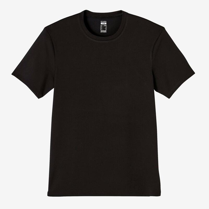 Camiseta fitness manga corta algodón extensible slim Hombre negro