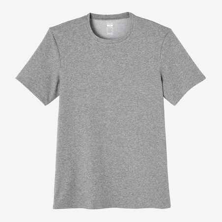 T-shirt fitness manches courtes slim coton extensible col rond homme gris